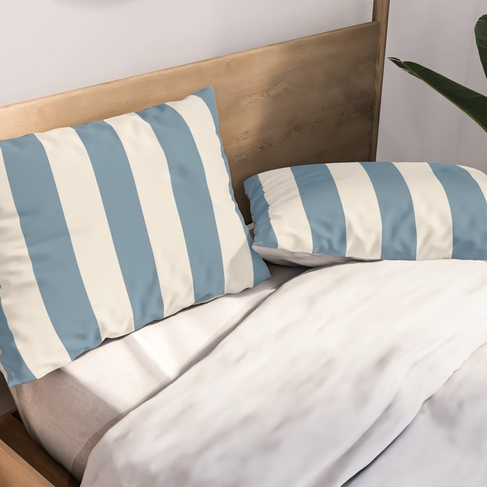 Blue And Cream Vertical Stripes Pillow Sham Gallery Image 2
