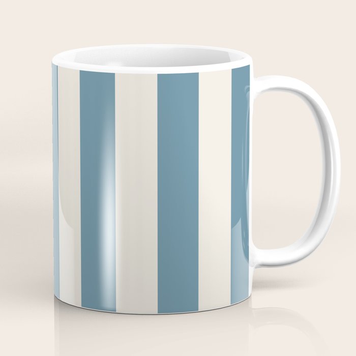 Blue And Cream Vertical Stripes Coffee Mug Gallery Image 1
