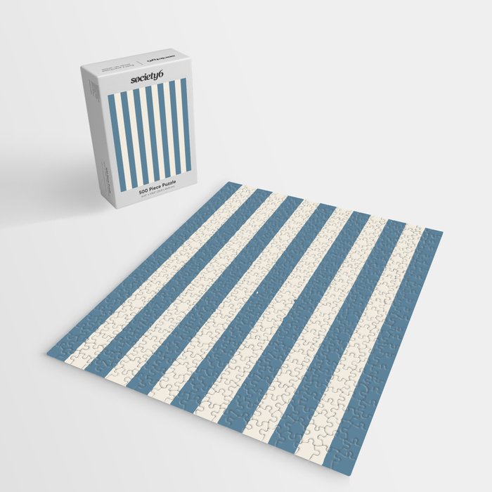Blue And Cream Vertical Stripes Jigsaw Puzzle Gallery Image 2