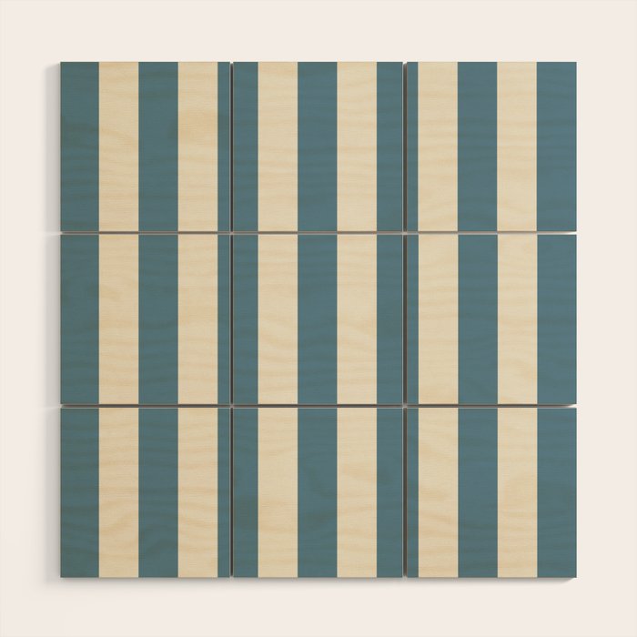 Blue And Cream Vertical Stripes Wood Wall Art Gallery Image 1