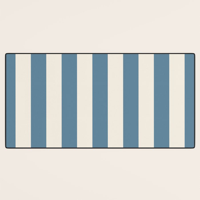 Blue And Cream Vertical Stripes Desk Mat Gallery Image 3