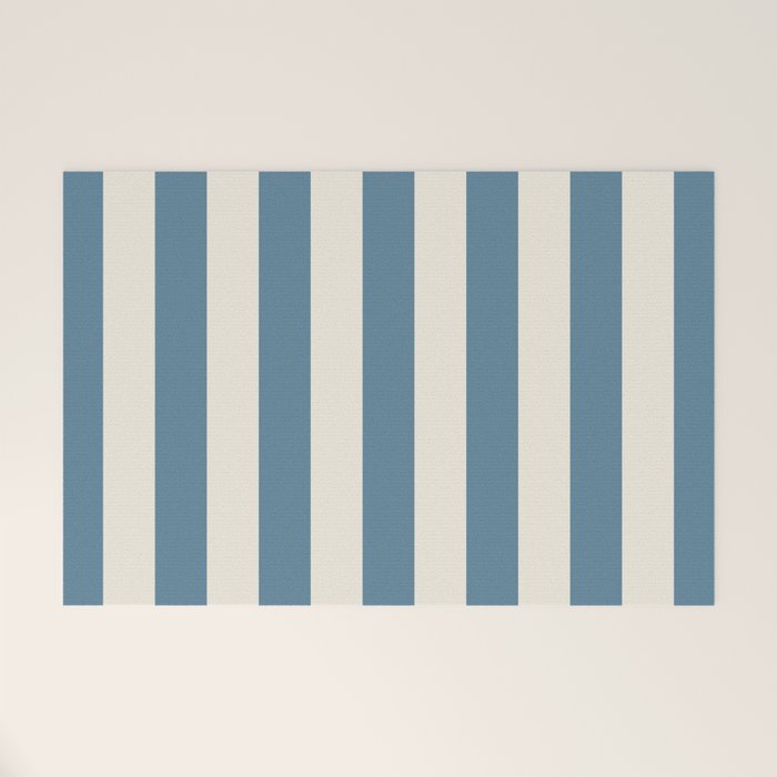 Blue And Cream Vertical Stripes Welcome Mat Gallery Image 1