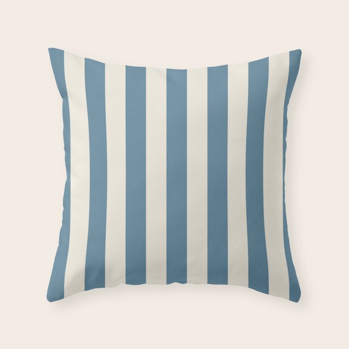 Blue And Cream Vertical Stripes Throw Pillow Gallery Image 1