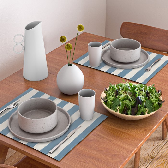 Blue And Cream Vertical Stripes Placemat Gallery Image 2