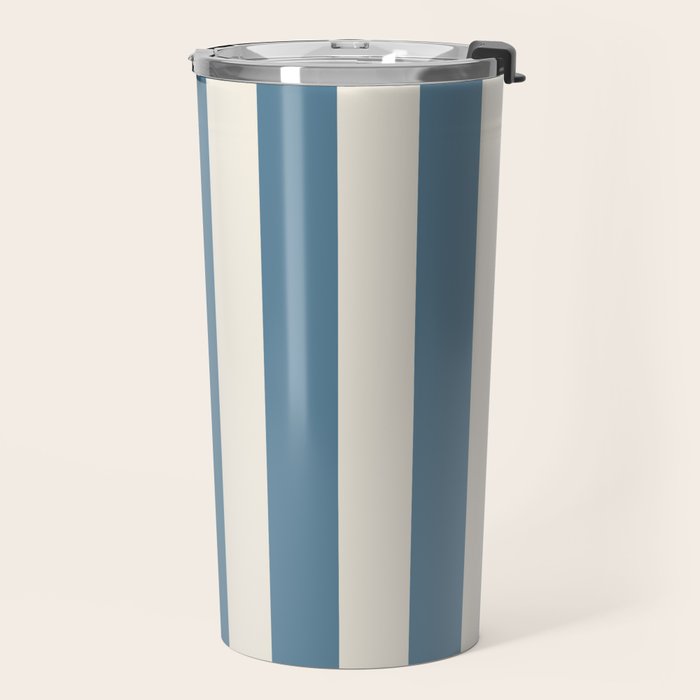 Blue And Cream Vertical Stripes Travel Mug Gallery Image 2