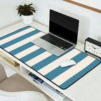 Blue And Cream Vertical Stripes Desk Mat Gallery Image 2