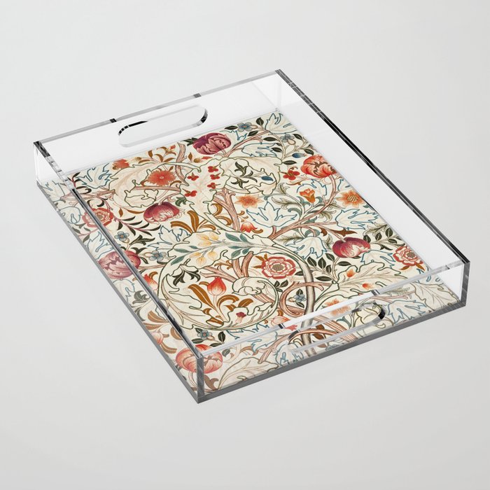 William Morris - Acanthus Portiere, Vintage Museum Exhibition Art, Botanical Floral Pattern Acrylic Tray Gallery Image 1