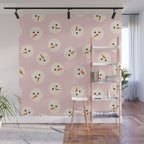 Minimalistic Festive Snowmen On Pink Wall Mural Gallery Image 1