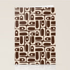 Mid Century Modern Piquet Abstract Multi Pattern 70s Brown and Beige Stationery Card Gallery Image 2