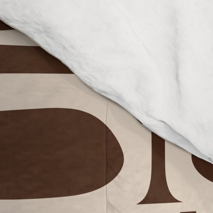 Mid Century Modern Piquet Abstract Multi Pattern 70s Brown and Beige Comforter Gallery Image 4