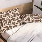 Mid Century Modern Piquet Abstract Multi Pattern 70s Brown and Beige Pillow Sham Gallery Image 2