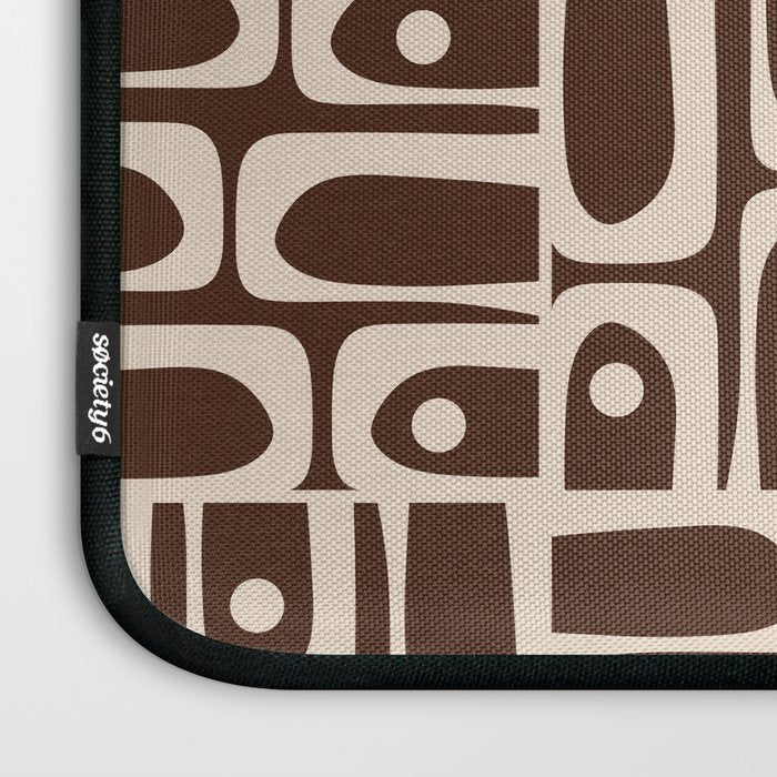 Mid Century Modern Piquet Abstract Multi Pattern 70s Brown and Beige Laptop Sleeve Gallery Image 3