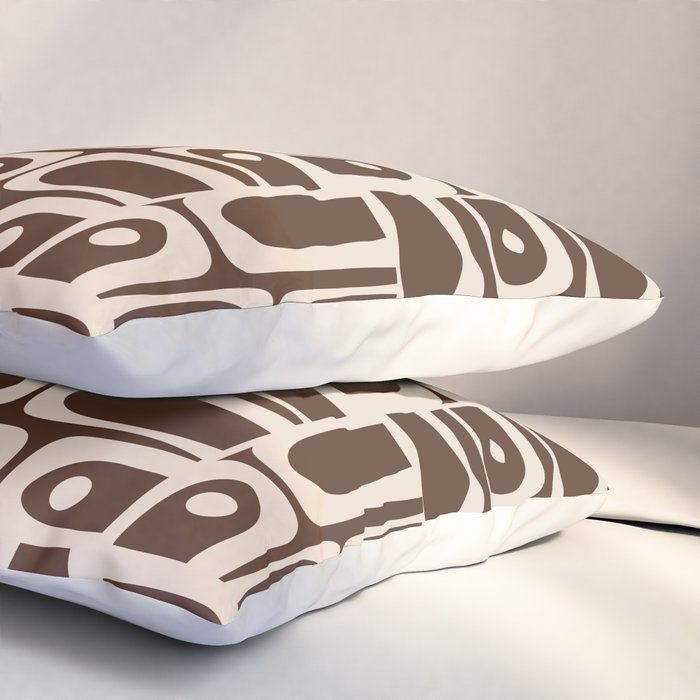 Mid Century Modern Piquet Abstract Multi Pattern 70s Brown and Beige Pillow Sham Gallery Image 3