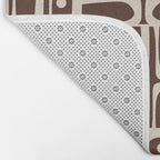 Mid Century Modern Piquet Abstract Multi Pattern 70s Brown and Beige Bath Mat Gallery Image 2