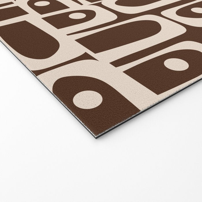 Mid Century Modern Piquet Abstract Multi Pattern 70s Brown and Beige Welcome Mat Gallery Image 2