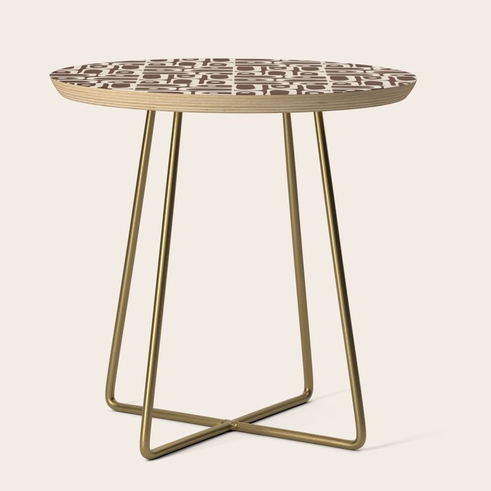 Mid Century Modern Piquet Abstract Multi Pattern 70s Brown and Beige Side Table Gallery Image 1