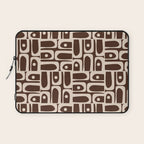 Mid Century Modern Piquet Abstract Multi Pattern 70s Brown and Beige Laptop Sleeve Gallery Image 1