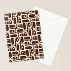 Mid Century Modern Piquet Abstract Multi Pattern 70s Brown and Beige Stationery Card Gallery Image 2