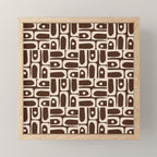 Mid Century Modern Piquet Abstract Multi Pattern 70s Brown and Beige Mini Art Print Gallery Image 1
