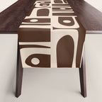 Mid Century Modern Piquet Abstract Multi Pattern 70s Brown and Beige Table Runner Gallery Image 1