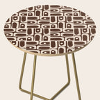 Mid Century Modern Piquet Abstract Multi Pattern 70s Brown and Beige Side Table Gallery Image 2