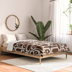 Mid Century Modern Piquet Abstract Multi Pattern 70s Brown and Beige Comforter Gallery Image 2