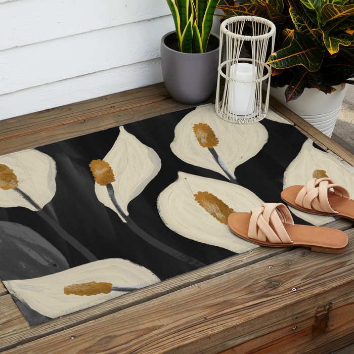 White Calla Lilies 6 Outdoor Rug Gallery Image 2