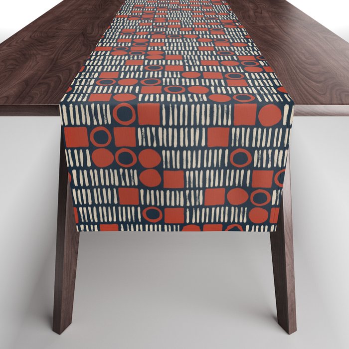 Red & Blue Hand-drawn Pattern #2 Table Runner Gallery Image 1