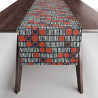 Red & Blue Hand-drawn Pattern #2 Table Runner Gallery Image 1