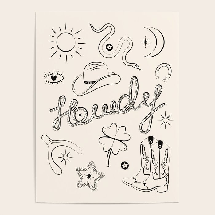 Howdy. Black and White Good Luck Charms Poster Gallery Image 1