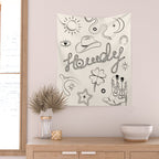 Howdy. Black and White Good Luck Charms Wall Tapestry Gallery Image 2