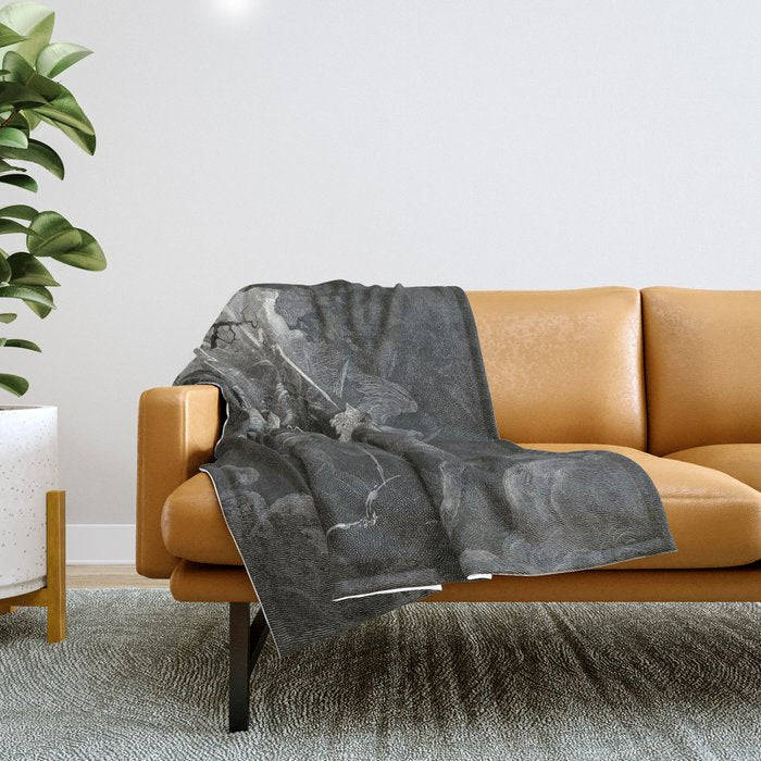 The Mouth Of Hell By Gustave Dore Throw Blanket Gallery Image 1