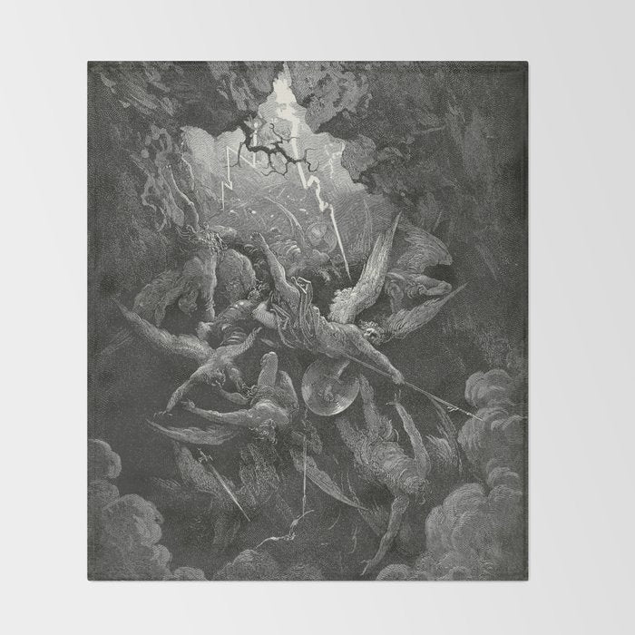 The Mouth Of Hell By Gustave Dore Throw Blanket Gallery Image 2