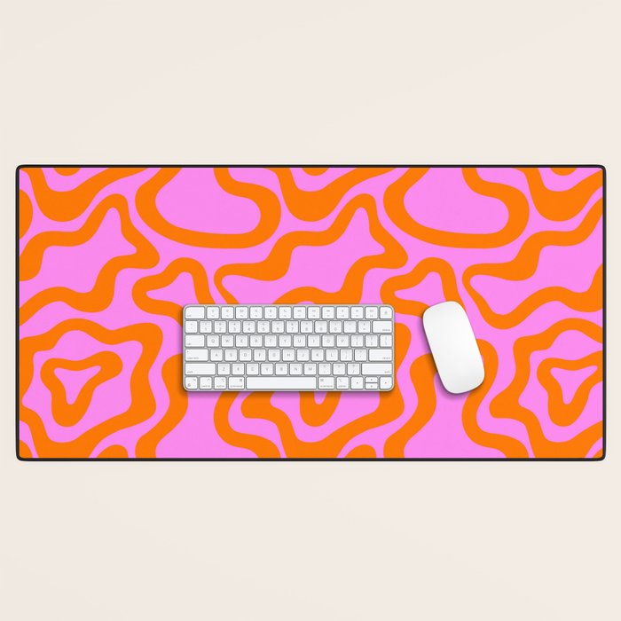 Wavy retro pink psychedelic pattern Desk Mat Gallery Image 1