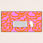 Wavy retro pink psychedelic pattern Desk Mat Gallery Image 1