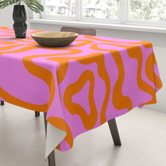 Wavy retro pink psychedelic pattern Tablecloth Gallery Image 3