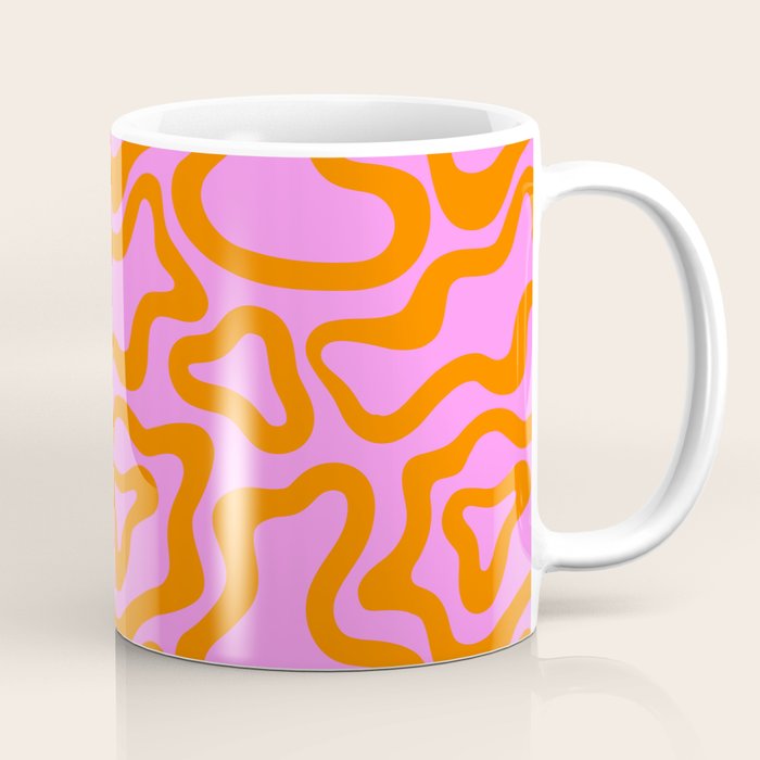 Wavy retro pink psychedelic pattern Coffee Mug Gallery Image 1