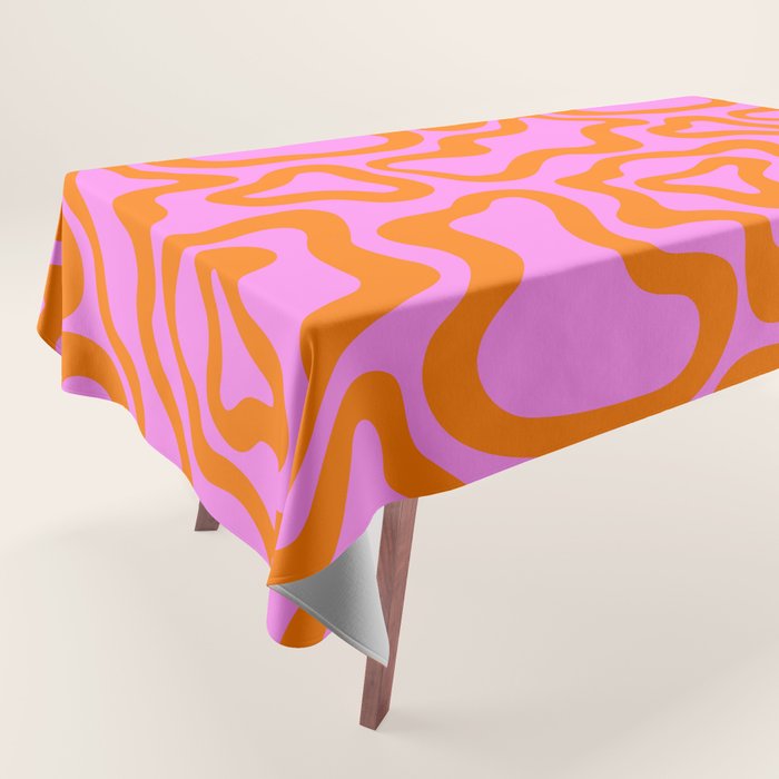 Wavy retro pink psychedelic pattern Tablecloth Gallery Image 1