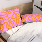 Wavy retro pink psychedelic pattern Pillow Sham Gallery Image 2