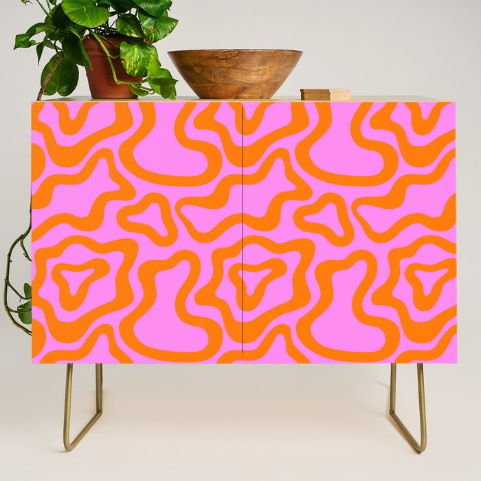 Wavy retro pink psychedelic pattern Credenza Gallery Image 1