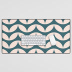 Geometric Leaf Shapes in Teal and Blush Desk Mat Gallery Image 1