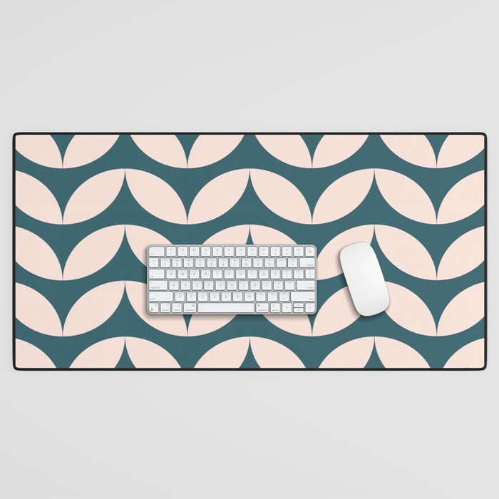 Geometric Leaf Shapes in Teal and Blush Desk Mat Gallery Image 1