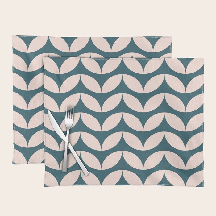 Geometric Leaf Shapes in Teal and Blush Placemat Gallery Image 1