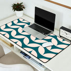 Geometric Leaf Shapes in Teal and Blush Desk Mat Gallery Image 2