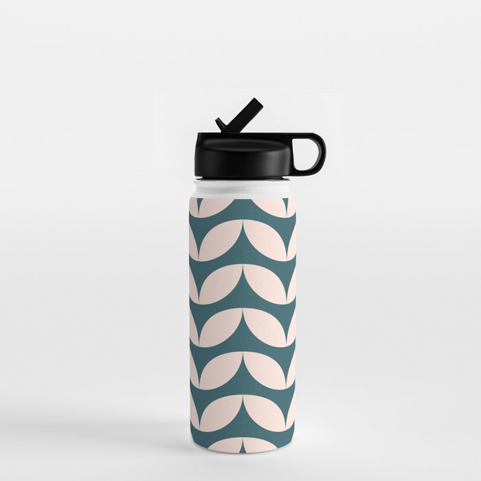 Geometric Leaf Shapes in Teal and Blush Water Bottle Gallery Image 1