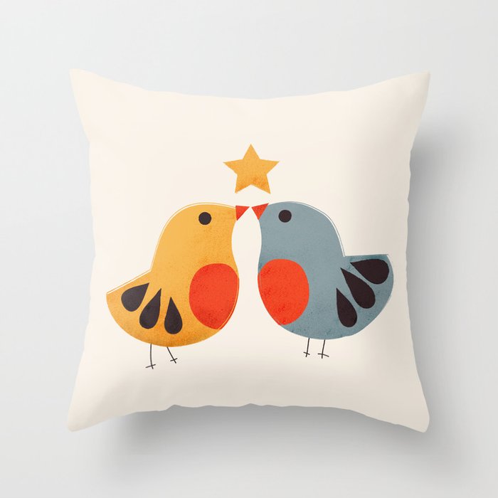 Festive Birds and Star Throw Pillow Gallery Image 6