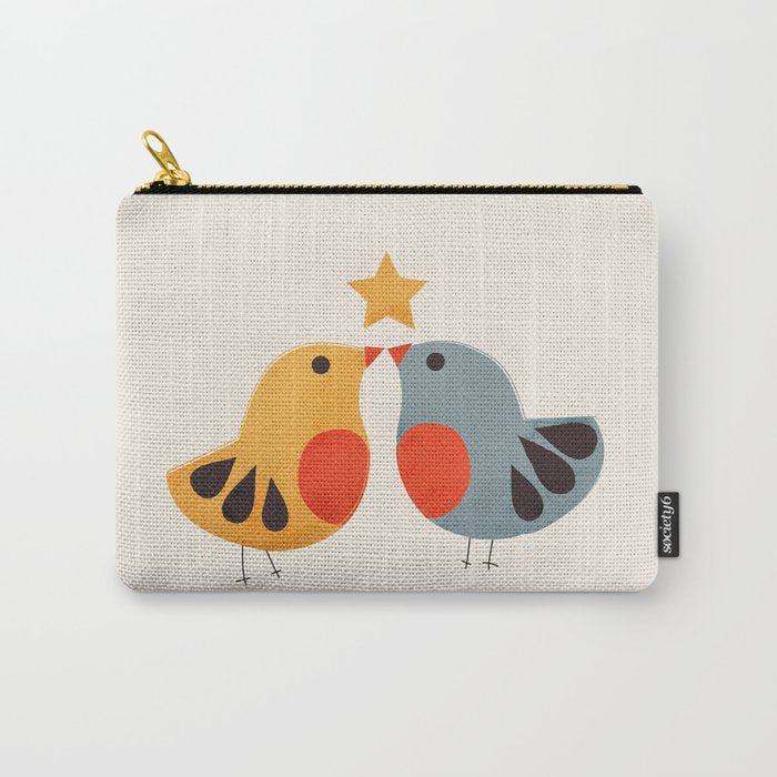 Festive Birds and Star Carry All Pouch Gallery Image 1