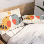 Festive Birds and Star Pillow Sham Gallery Image 2