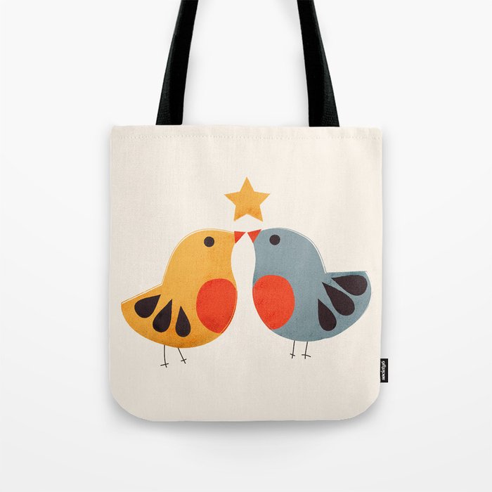 Festive Birds and Star Tote Bag Gallery Image 1