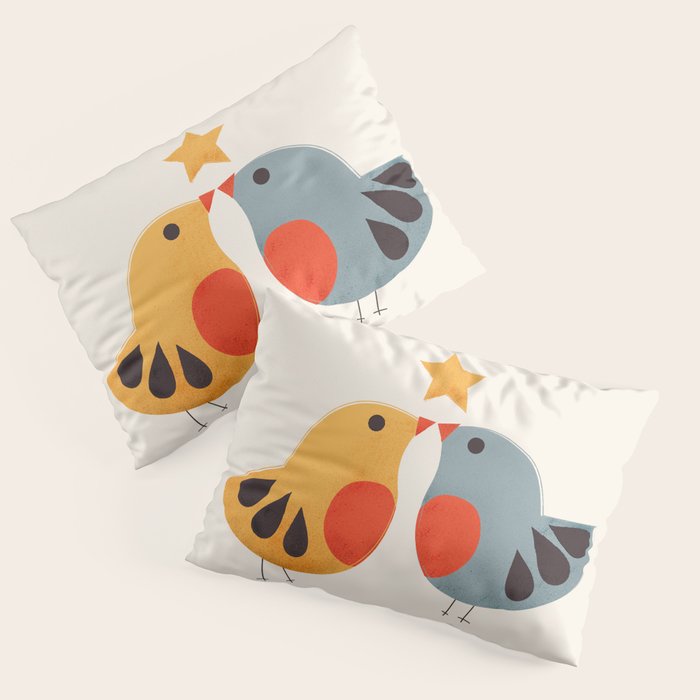 Festive Birds and Star Pillow Sham Gallery Image 3